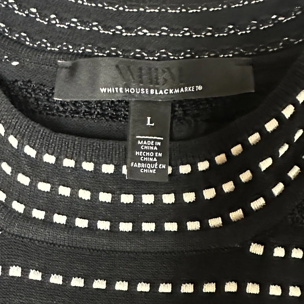 White House Black Market Black and White Dotted Tank Top - Picture 4 of 7